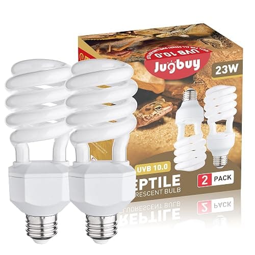 Jugbuy UVB Reptile Light Bulb 10.0, 23W UV Spiral Compact Florescent Terrarium Lamp Ideal for Desert Reptiles Bearded Dragons Lizard Tortoise Iguanas Chameleons Snake - 2 Pack - Image 1