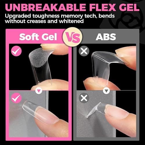 UNA GELLA Square Fake Nails, 504pcs Gel Nail Tips Clear Press on Nails Pre-shape for Full Cover Square Nails French False Nails For Nail Extension Nail Art Home DIY 12 Sizes False Gelly Tips thumbnail 6