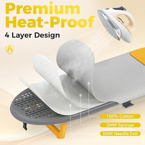 KINGBOARD Tabletop Ironing Board with Iron Holder, 12" x 32" Small Ironing Board with Ironing Mat, Foldable Mini Iron Board, Easy Storage for Travel & Dorm, Grey thumbnail 4