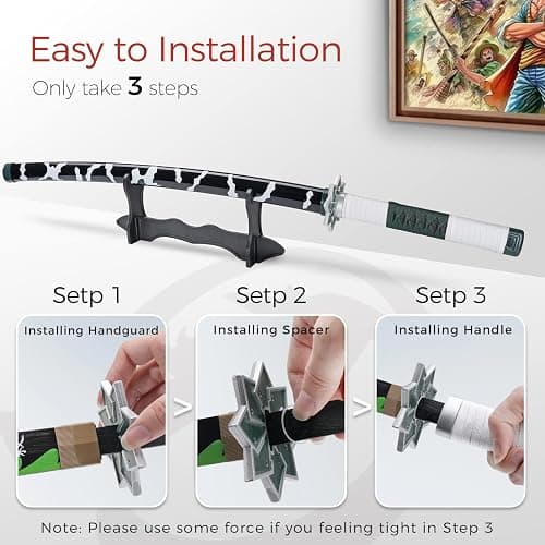 Cold Blade Demon Katana - 41 Inch Anime Replica with Belt and Stand - Durable Sword Perfect for Cosplay - Nichirin Sword with Authentic Design thumbnail 5