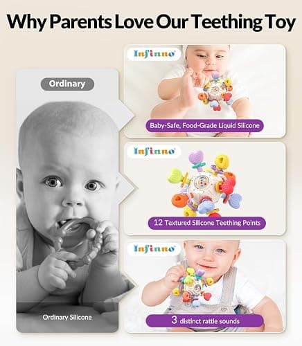 Baby Montessori Rattle & Teething Toys - Safe, Multi-Functional BPA-Free Silicone Sensory Learning Teether Baby Toys for Infant 0-12 Months Teething Relief & Fun Play Perfect Baby Gift for Boys Girls thumbnail 9