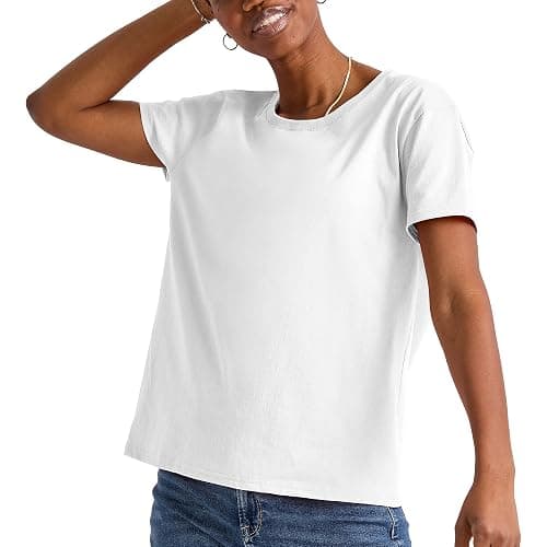 Hanes Womens Essentials Oversized T-Shirt Pack, Cotton Tee for Women, Relaxed Fit, 3-Pack thumbnail 2