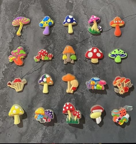 Fungi Fun 20pcs Glow in the Dark Mushroom Shoe Charms for Clog Slides Sandals, Glowing Cute Mushroom Shoe Decoration, Kawaii Colorful Luminous Mushroom Shoe Pins Accessories for Kid Girls,Boys Party Favor thumbnail 3