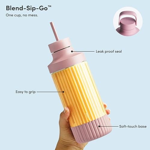 Beast Mighty 850 Plus | Premium Compact Personal Blender | Smoothies, Shakes, Dressings, Sauces | Blends Ice and Frozen Fruit | New XL Vessel | Extra Vessels, Lids and Straws | 850W (Lilac) thumbnail 5