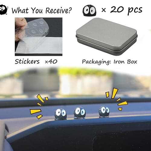 Mevodeata 20 Pcs Cute Soot Sprite Car Decor Rearview Mirror Accessories - Cute Decor for Car Home and Office Gifts thumbnail 2