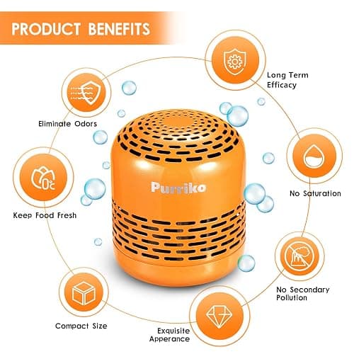 Purriko Refrigerator Deodorizer, Long-Lasting Fridge Odor Eliminator | Replaces Baking Soda and Activated Carbon, Reusable Fridge Deodorizer, Orange thumbnail 5