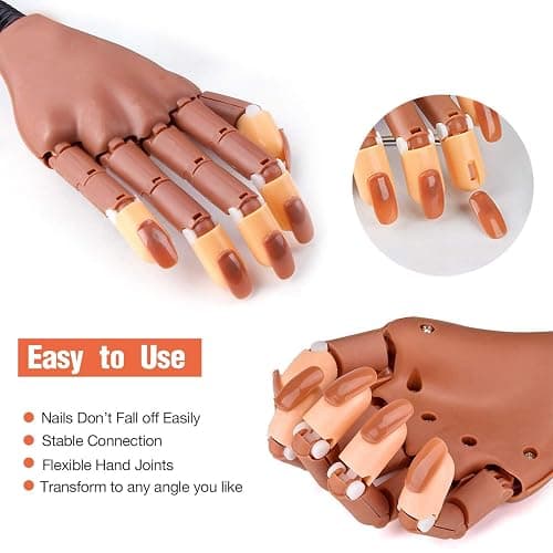 Nail Trainning Practice Hand for Acrylic Nail-Flexible Nail Training Hand Kits, False Fake Mannequin Model Train Hand with 300 PCS Nail Tips, Nail Files thumbnail 4