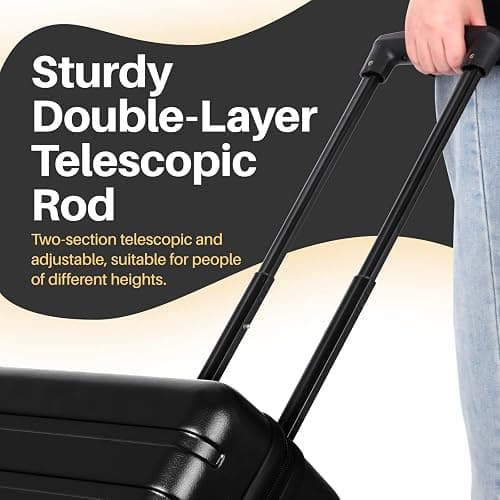 AnyZip Suitcase Hardside PC ABS Lightweight USB Luggage with Wheels TSA Lock Checked-Medium 24 Inch Black thumbnail 6