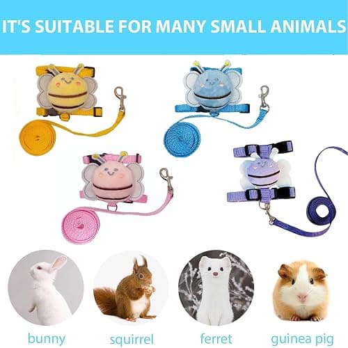 4 Sets Leash Set Small Pet Cute Vest Harness Leash and Adjustable Bunny Rabbit Harness with Decoration for Bunny Ferret Small Pets(Bees) thumbnail 8