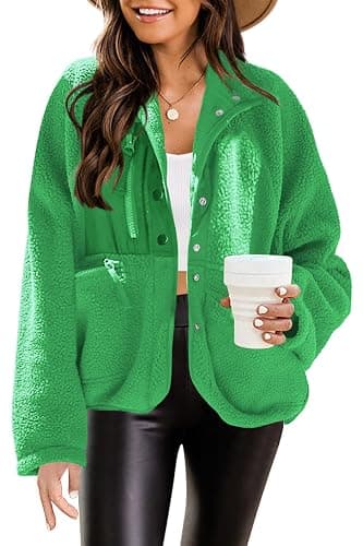 Nirovien Womens Fuzzy Fleece Jacket Button Down Sherpa Coats Casual Winter Warm Outwear with Pockets thumbnail 2