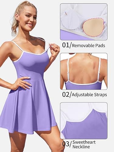 ATTRACO Women's Tennis Dress with Shorts Golf Workout Exercise Activewear thumbnail 4
