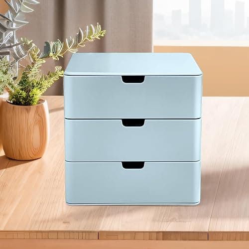 Dalanpa 3-Drawer Vanity Organizer, Compact Storage Organization Drawers Blue thumbnail 6