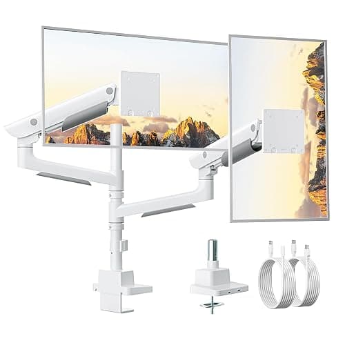 monTEK Sleek Aluminum Monitor Arm for 17–57” Ultrawide Screens up to 59 lbs, USB 3.0 A/C, Heavy Duty Dual Monitor Arm Desk Mount, Pneumatic Lift, Quick-Release Plate, Clamp/Grommet, max VESA 100x100 - Image 1