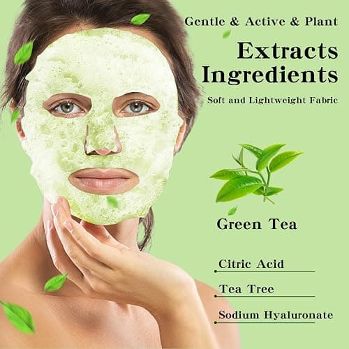 IREV 10 Pack Green Tea O2 Bubble Face Masks Sheet, Bubble Facial Mask, Foaming Face Mask, Purifying Facial Mask for Acne and Pores, Moisturizing Spa Face Masks Skincare, Brightening Beauty Masks thumbnail 6