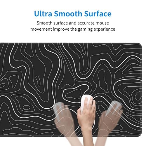 Topographic Contour Extended Big Mouse Pad Large,Gaming Mouse Pad Desk Pad,31.5x11.8 Inch Long Computer Keyboard Mouse Mat Mousepad with 3mm Non-Slip Base and Stitched Edge for Gaming and Office thumbnail 6