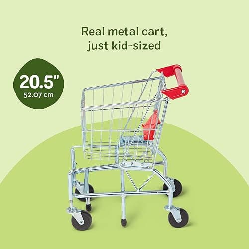 Melissa & Doug Toy Shopping Cart, Grocery Store Pretend Play Toys with Sturdy Metal Frame & Working Wheels, Toddler Shopping Cart, Preschool Learning Toys for Girls & Boys 3+ thumbnail 4
