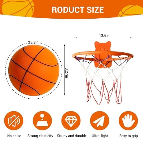 Silent Basketball, Dribble Dream Silent Basketball and Hoop Set, Foam Basketballs No Noise, Silent Ball Dribbling Indoor, Training Ball for Indoor Activities (No.5-25.3") thumbnail 7