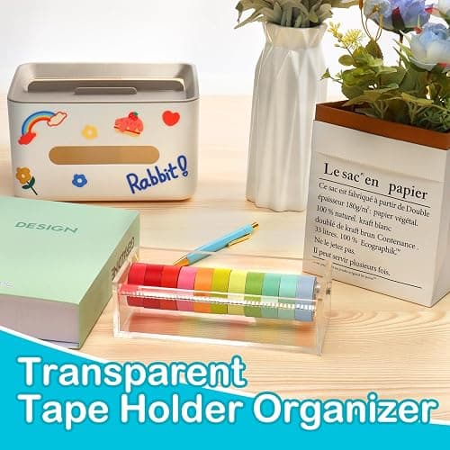 SMAODSGN Acrylic Washi Tape Dispenser Tape Holder Organizer 7 in Sticker Roll Cutter Masking Tape Holder Washi Tape Organizer Cutter Clear Tape Dispenser for Office Home School (Not Include Tape) thumbnail 8