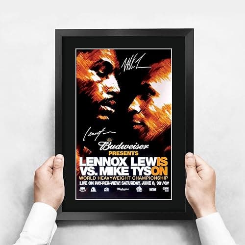 HWC Trading FR A3 Lennox Lewis vs. Mike Tyson Gifts Printed Signed Autograph Poster for Boxer Memorabilia Fans - A3 Framed thumbnail 3