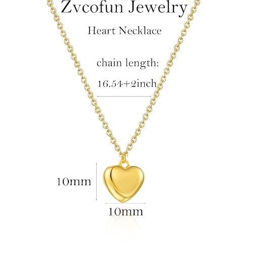 zvcofun Heart Necklace - Dainty 14K Gold Necklaces for Women Trendy Small Heart Pendant Simple Choker Neckace Gold Jewelry for Women Gifts thumbnail 3