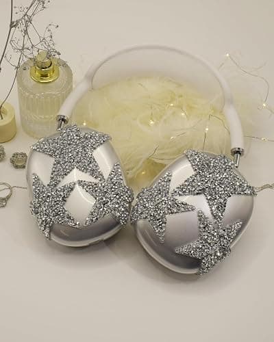 3 in 1 Bling Case Cover for AirPod Max, Clear TPU Glittering Rhinestones Stars Protective Ear Cups Covers Silicone Earpad Headband Covers Compatible for Apple AirPods Max Headphones (Star) thumbnail 2