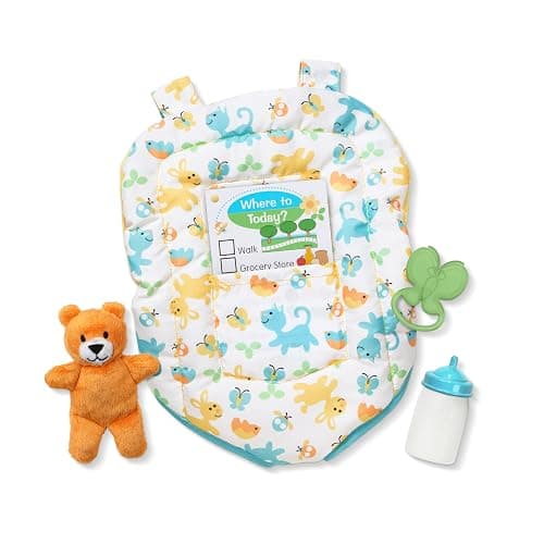 Melissa & Doug Mine to Love Carrier Play Set for Baby Dolls with Toy Bear, Bottle, Rattle, Activity Card thumbnail 9