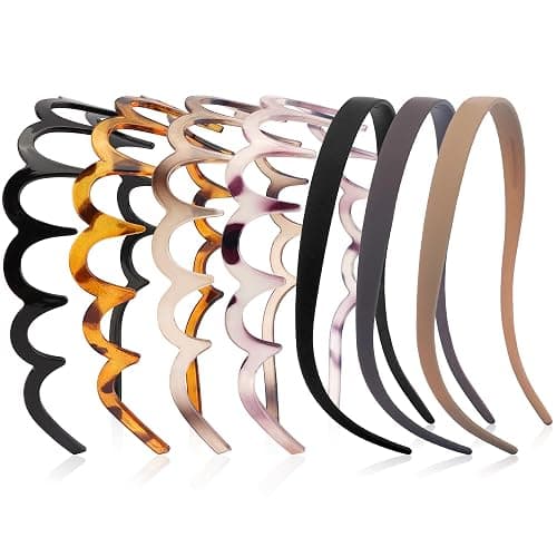 VELSCRUN Headbands for Women Girls, Comfortable Square Headband for Glasses Wearers, Zig Zag Plastic Comb Claw Wavy Hair Band with Teeth, 90s Accessories for Women Diademas Para Mujer Black Brown B - Image 1