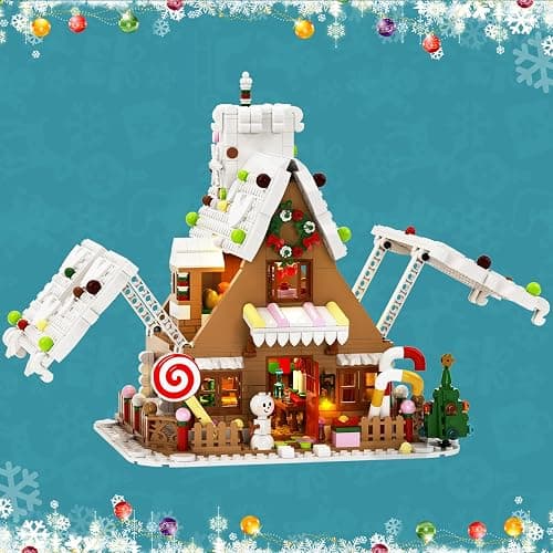 Christmas Gingerbread House Big Building Kit 1111 Pieces Compatible with Lego, Christmas Village House Building Blocks Toy Set Compatible with Lego, Stable Lovely Toy for Families Friends thumbnail 4