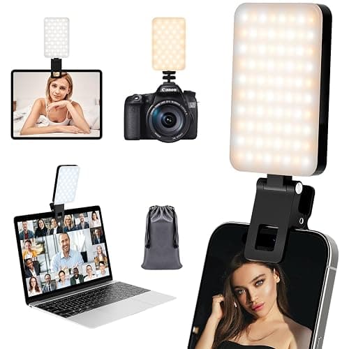 RealPlus Phone Light, Selfie Light for Phone Clip On 2000mAh with 80 LEDs & 5 Colors for Phone, Tablet, Laptop, Zoom Meeting, Makeup, Video (Dark Black) - Image 1