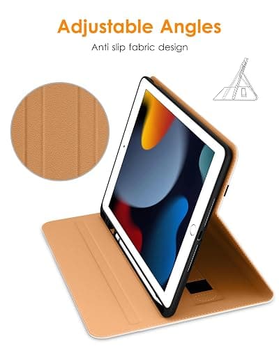 DTTO for iPad 9th/8th/7th Generation 10.2 Inch Case 2021/2020/2019, Premium Leather Business Folio Stand Cover with Apple Pencil Holder - Auto Wake/Sleep and Multiple Viewing Angles, White thumbnail 2