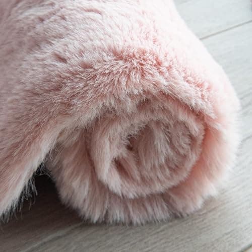 ORINOVA Pink Fuzzy Washable Furry Area Rugs for Living Room Faux Rabbit Fur Nursery Rug for Bedroom 2x4 Runner Rug thumbnail 7