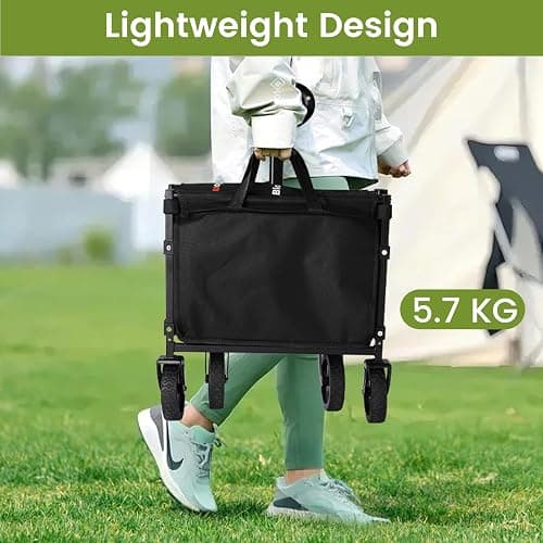 Collapsible Wagon with Wheels, 220 lbs Wagons Carts Foldable Wagon Cart with Flexible Handle, Lightweight Portable Folding Utility Grocery Shopping Cart for Grocery Sports Garden Camping thumbnail 3