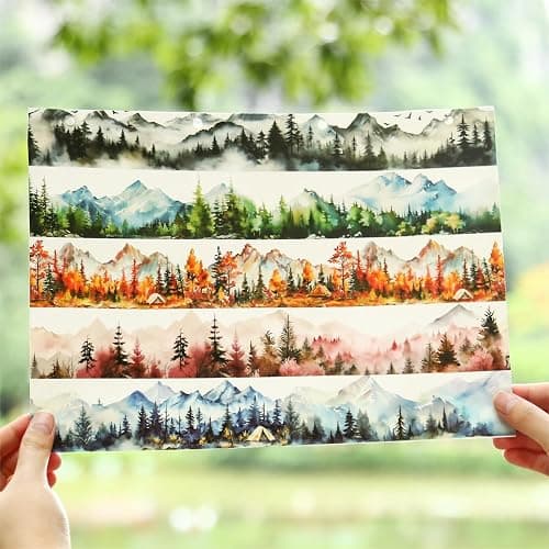 AuriicLeaf Mountain PET Tapes Set, 6 Rolls of Nature Ephemera for Junk Journaling, Scrapbooking, Crafting, DIY Projects, Diaries, and Art Supplies thumbnail 2