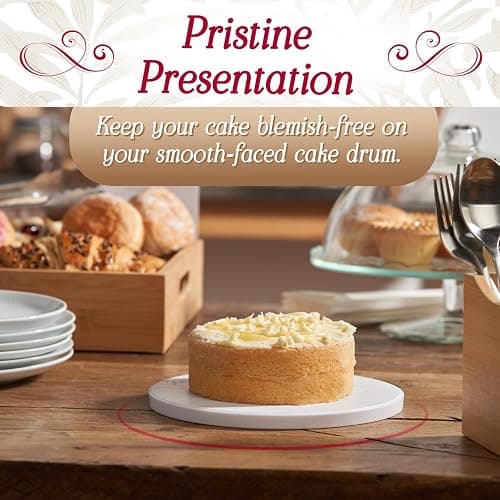 Cakebon Round Cake Boards - Sturdy 1/2 Thick Drums - 12 Inch Professional Fully Wrapped Edges White 1-Pack thumbnail 7