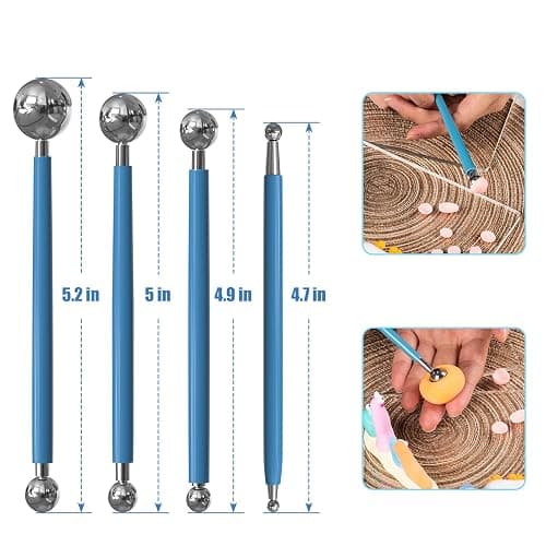 Dotting Tools, Silicone Clay Sculpting Tool, Ceramic Clay Ball Stylus Dot Painting Tools, Pottery Embossing Tool for Rock, Nail, Blending, Drawing, Modeling thumbnail 3
