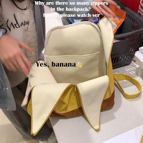 knictto Cute Novelty Banana Backpack for Women Y2K Large Capacity Lightweight Fun Casual Travel Daypack Outdoor All Seasons (BANANA) thumbnail 6