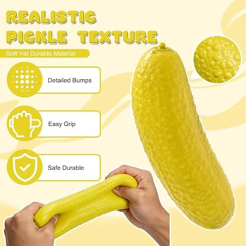 Jumbo Pickle Squíshy Toy, Calming Sensory Experience, 11in Pickle Squíshy Toys, Fruit Squeeze Sensory Fidget, Soft Texture Funny Design for Office, Home, Slow Rebound Gel Stress Reliever for Adults thumbnail 5