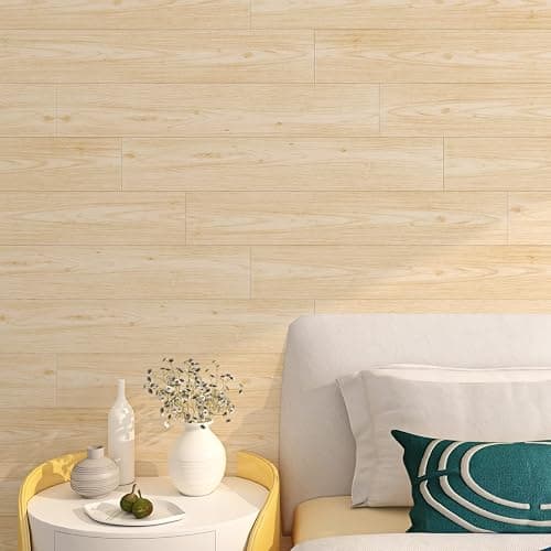 FunStick 6"x36" 30 Pcs Peel and Stick Floor Tile Light Wood Look Vinyl Flooring Tiles Peel and Stick Wood Planks for Walls Waterproof Removable Peel & Stick Flooring Tiles for Bathroom Kitchen Bedroom - Box of 30 Tiles - Natural Light Wood Grain thumbnail 3