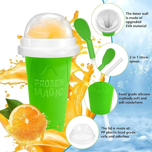 Slushy cup Slushie Maker Cup,Frozen Magic Slushy Cup - Create Delicious Slushies Anywhere with This Fun and Cool Slushie Maker Cup! (Green＋Blue, Large) thumbnail 3