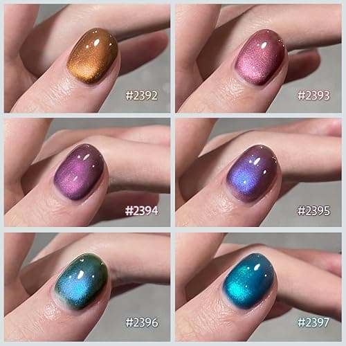 GAOY Glitter Cat Eye Gel Nail Polish Set with Magnet Colorful Galaxy for Holographic Cat Eye, Salon Gel Manicure and Nail Art DIY at Home thumbnail 6