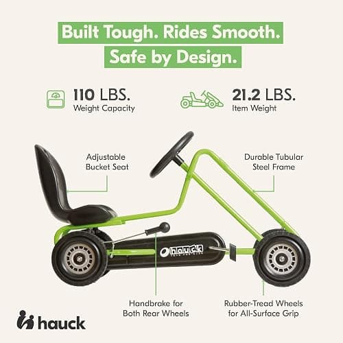 hauck Kids Pedal Go Kart, 4 Wheel Bike Cart, Ride for Ages 4-8, Green | Outdoor Ride-On Bicycle Cart with Rubber Tires for Boys and Girls with Adjustable Bucket Seat and Advanced Handbrakes thumbnail 3