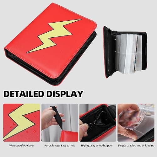 Collectible Trading Card Albums,4 Pocket Card Binder, 400 Double Sided Pocket PU Premium Zip Trading Collection Binderwith 50 Removable Sleeves, Card Folder forTCG, Sports Cards (Pink White) thumbnail 3