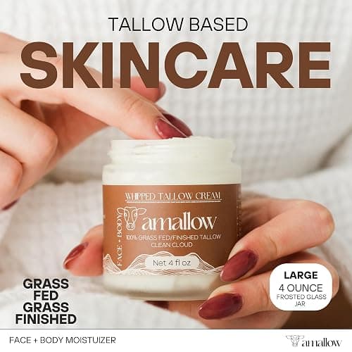 Amallow 100% Grass Fed Beef Tallow for Skin Care - Face + Body - Whipped Moisturizer - Natural Lotion, 4 FL. oz. (Clean Cloud) thumbnail 2