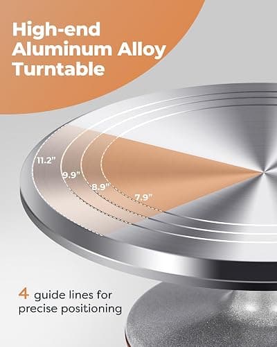 Kootek Aluminium Cake Turntable Set, Baking Tools with Revolving 12" Cake Stand for Decorating, 12.7" Offset Spatula, 3 Stainless Steel Frosting Icing Smoother, Cake Serve Cake Decorating Kit Supplies thumbnail 3