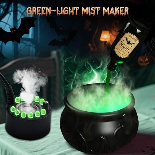 Zesua Halloween Decorations Indoor - DIY Floating Potion Set with Witches Cauldron and Mist Maker - Spooky Vintage Black Plastic Bowl Hocus Pocus Party Decor for Home Table Mantel Kitchen Room thumbnail 4