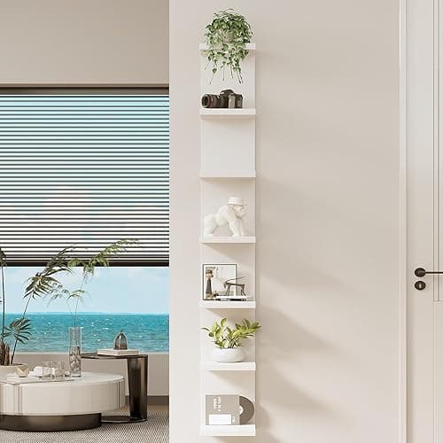 LitaEther Versatile 7 Tier Wall Shelf Unit,White Lack Wall Shelf,Display Floating Shelf with LED Remote Control Light thumbnail 5
