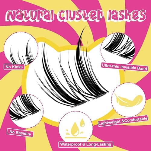 Fowendia Wispy Lash Clusters Freya 8-18mm Spike Eyelash Clusters D Curl DIY Lash Extension Spikes 0.03mm -Invisible Band Natural Individual Cluster Eyelashes thumbnail 5