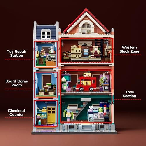 Lumibricks Toy-Store Lighting Building-Bricks Set – City Town Modular Townhouse Toy Shop Dollhouse LED Light Display Model 3086 Pcs Construction Kit for Adults and Teens thumbnail 7