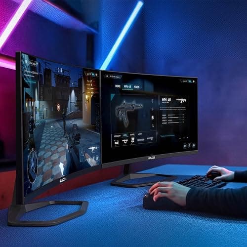 Kado 25" Class Dual Gaming Monitor Setup - 2-Pack 24.5" Curved 1500R 240Hz 1ms 1920x1080 Computer Monitor, Parallel Gaming AMD FreeSync Premium Panoramic, VESA Mount HDMI DisplayPort Built-in Speakers thumbnail 5