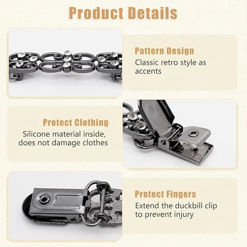 Frutain 2 Pcs Dress Waist Clip for Shawl Cardigan Sweater Clothes Pant Tightener（Black and Sliver thumbnail 3